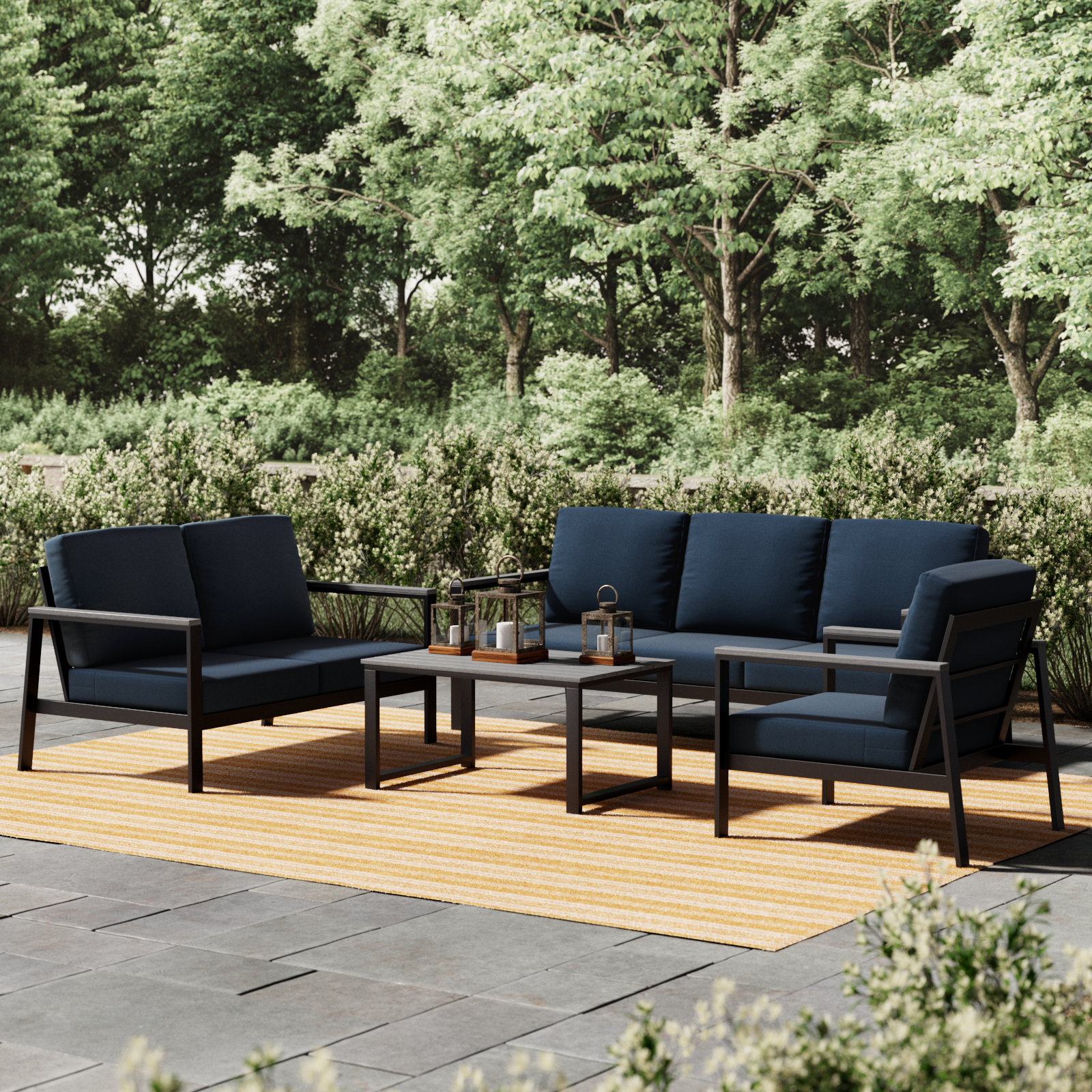 Townsend 6-Person Sunbrella® Patio Seating Group, Canvas Navy Sunbrella® Canvas