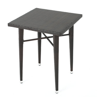 32" Square Outdoor Bar Table - All-weather Wicker Iron Frame, 41"h Bar Height