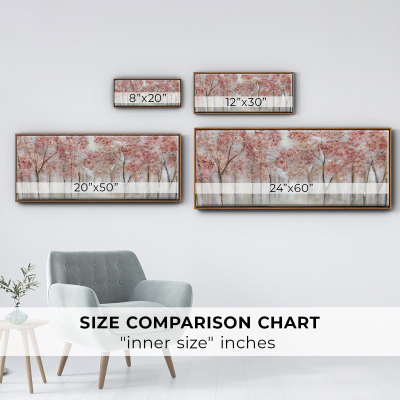 «Blush Spring», toile encadrée, H 8 po x l 20 po x P 1,5 po, Noyer