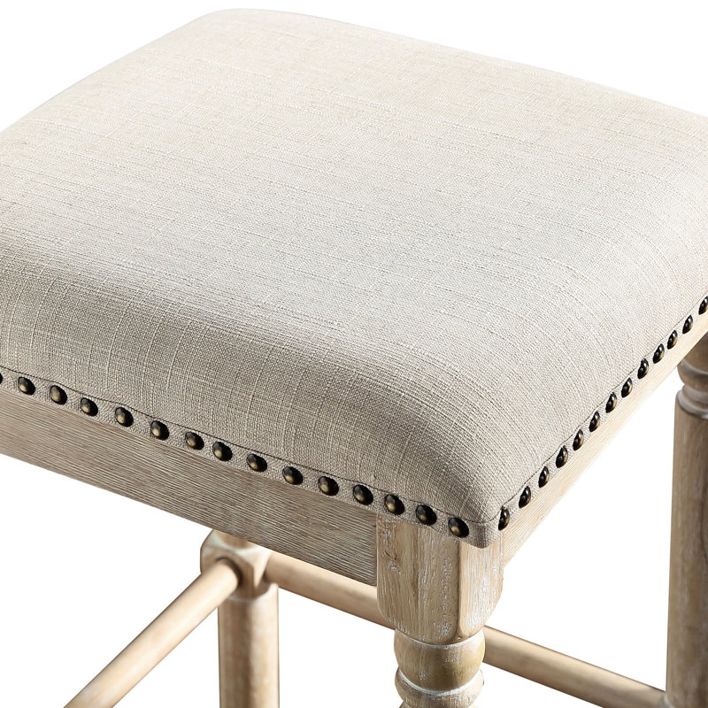 2 tabourets en bois brun clair, tabouret de comptoir de qualité solide, matériau de rembourrage confortable