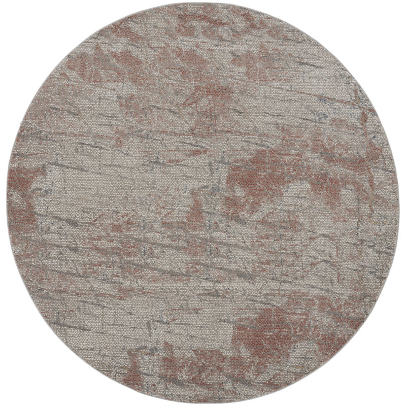 Tapis gris Modern, Rond 7 pi 10 po