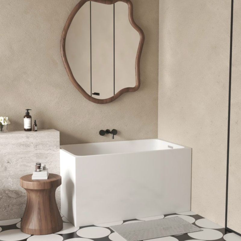 Petite baignoire autoportante rectangulaire en acrylique de 47 po x 27,6 po avec siège pour petits espaces