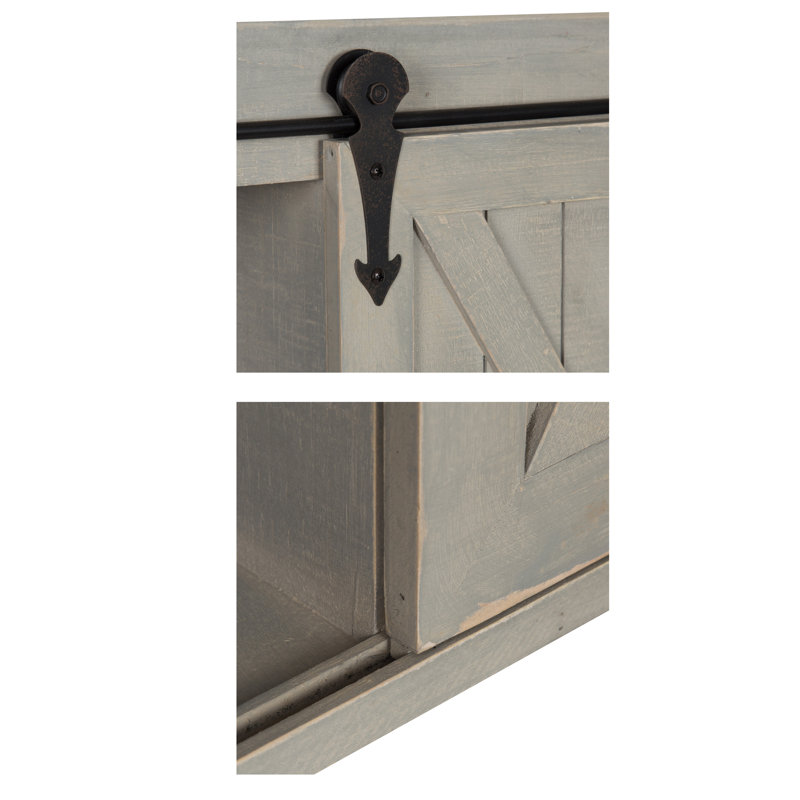 Gray Wood Bathroom Wall Storage Cabinet with Sliding Barn Door