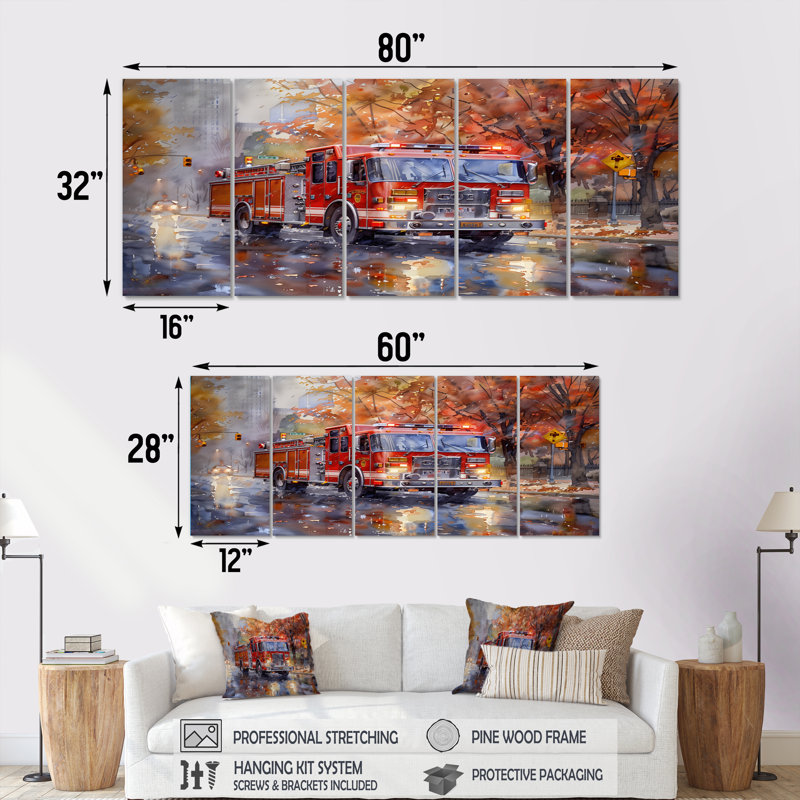 Kynslee - Fireman Wall Decor Set, 32" H x 80" W
