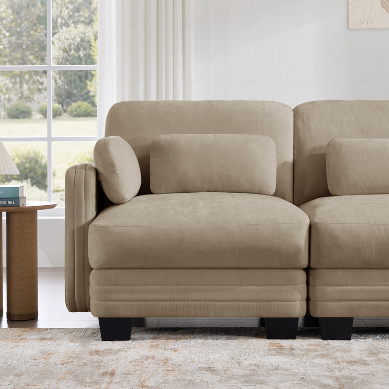 Canapé modulaire à causeuse Channel, canapé 2 places avec coussins de siège épais et confortables, chenille, Chenille-chameau
