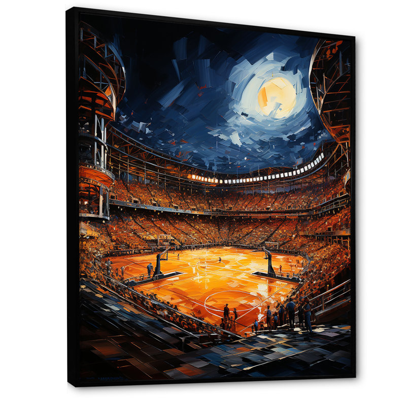 Basketball Dome Stadium - Stades, art encadré, Cadre flottant noir, H 40 po x l 30 po x P 1,5 po