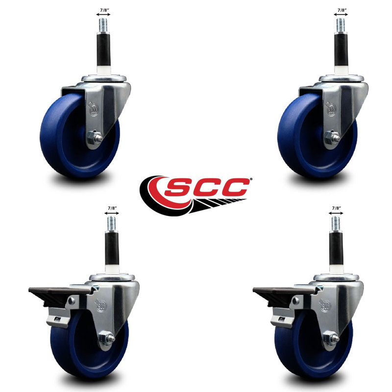 Ensemble de roulettes extensibles pivotantes en poly 4 roues SCC PLB 4 po x 7/8 po