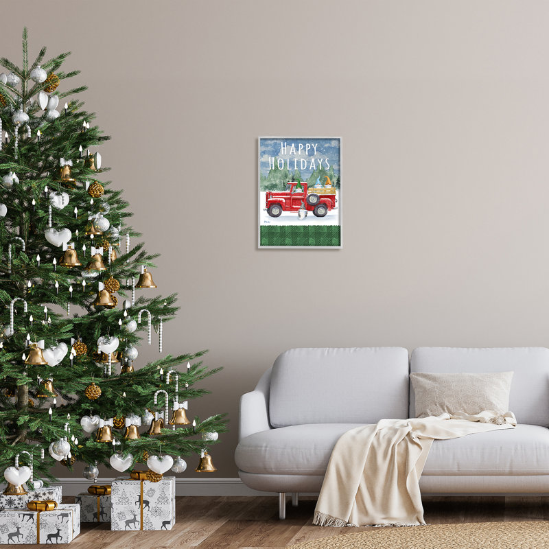 Camion «Happy Holidays» par Paul Brent, H 20 po x l 16 po x P 1,5 po, gris