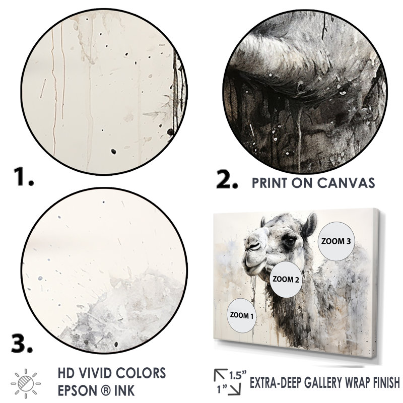 " Minimalism Monochrome Camel ", Wrapped Canvas, 16" H x 32" W