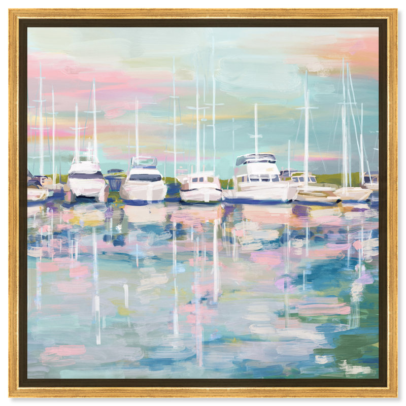 Coastal Dock, Gold Framed, 21" H x 21" W