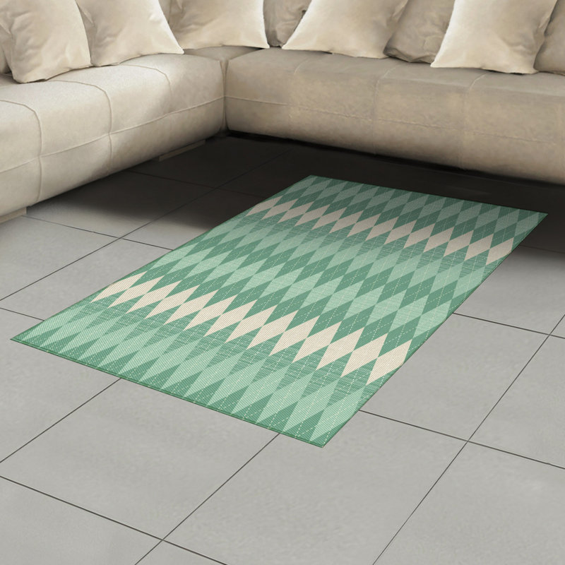 Aqua High Density Long Fiber Poly Threads Decorative Area Rug Carpet, Rectangle 4' x 5'8"