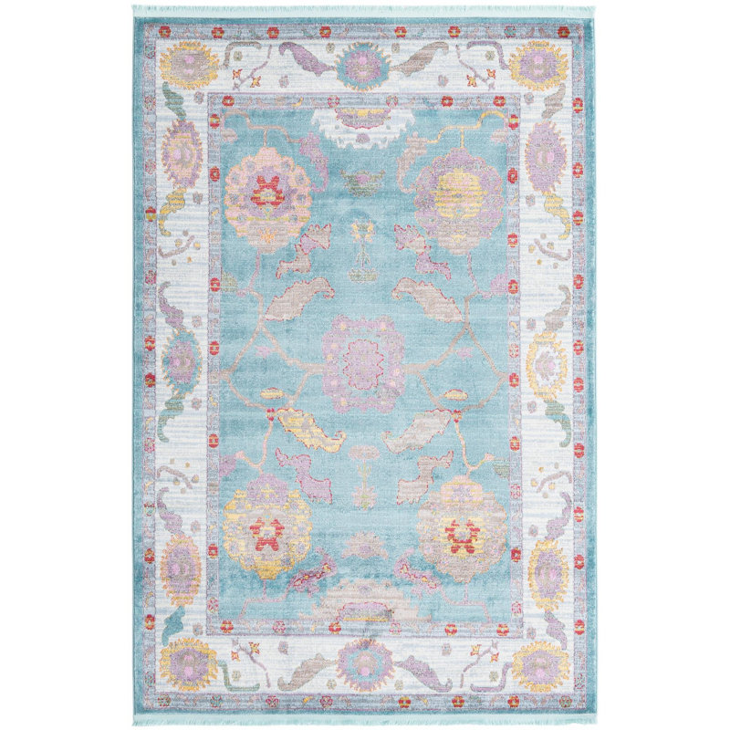 Tapis Paragon_Aqua et bleu, Rectangle 5 pi 5 po x 8 pi