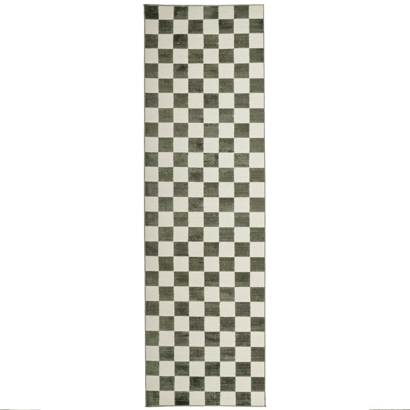 Gambit Washable Rug, Runner 2'7" x 9', Olive Green