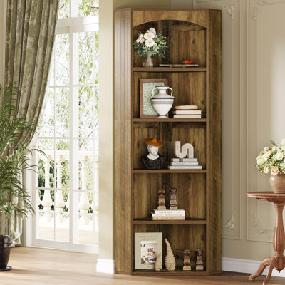 70.9" Tall 5-Tier Bookcase, Corner Shelf for Living Room by 17 Stories