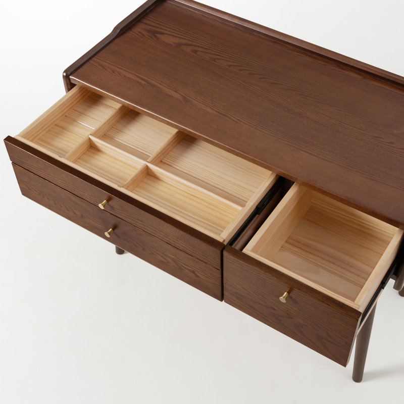 Coiffeuse 31,5 "avec 3 tiroirs en frêne massif, Non, L 31,5 po, Brown-stained Ash