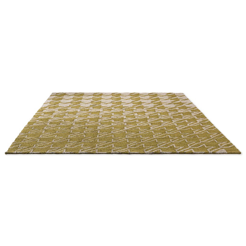 Houndstooth Area Rug in Mustard/Gray, Rectangle 5'3" x 7'6"