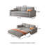 Canapé-lit extensible 97,64 po moderne en tissu de lin gris minimaliste pour petits espaces avec tiroirs de rangement, ports de chargement USB et haut-parleurs Bluetooth-131258189