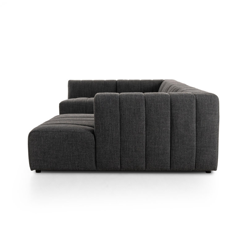 Langham Modular Sectional, Saxon Charcoal Polyester Blend, Right Hand Facing
