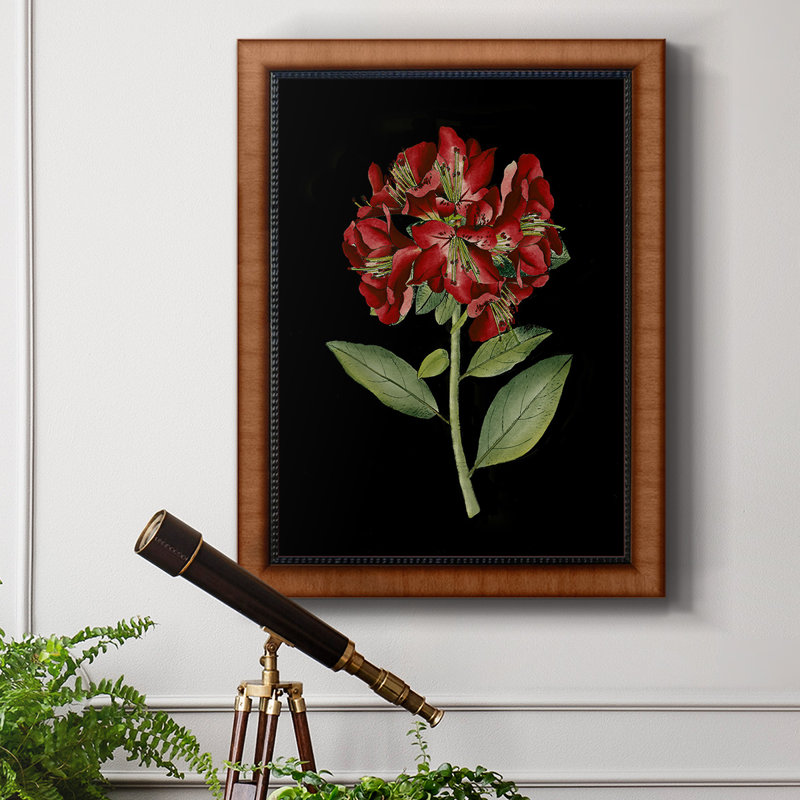 «Crimson Flowers On» (A) I, toile encadrée de qualité supérieure - prête à être accrochée, H 20 po x l 16 po x P 2,5 po