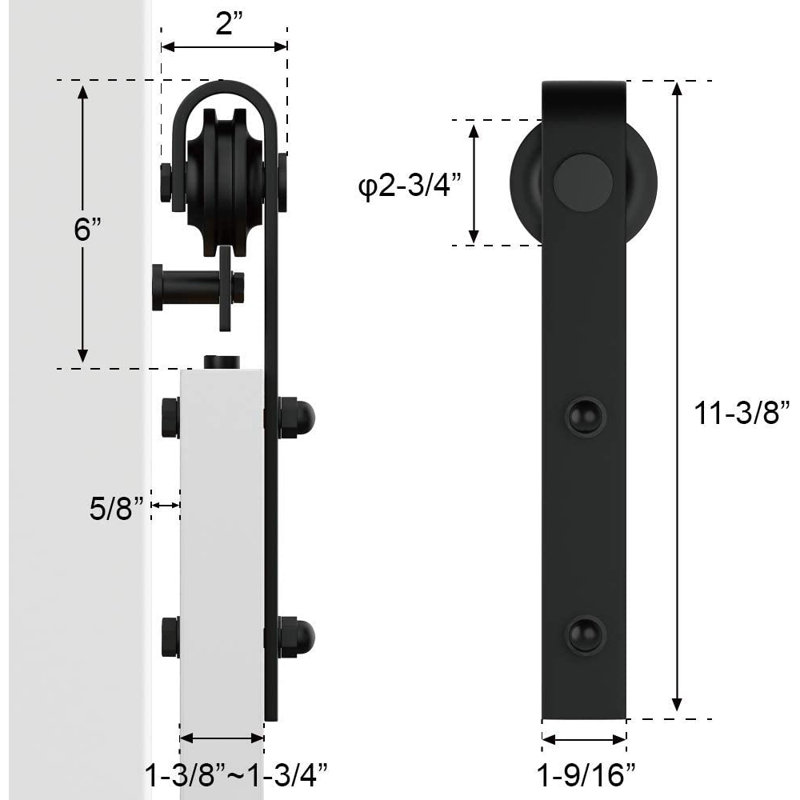Matte Black Steel Sliding Single Barn Door Hardware Kit