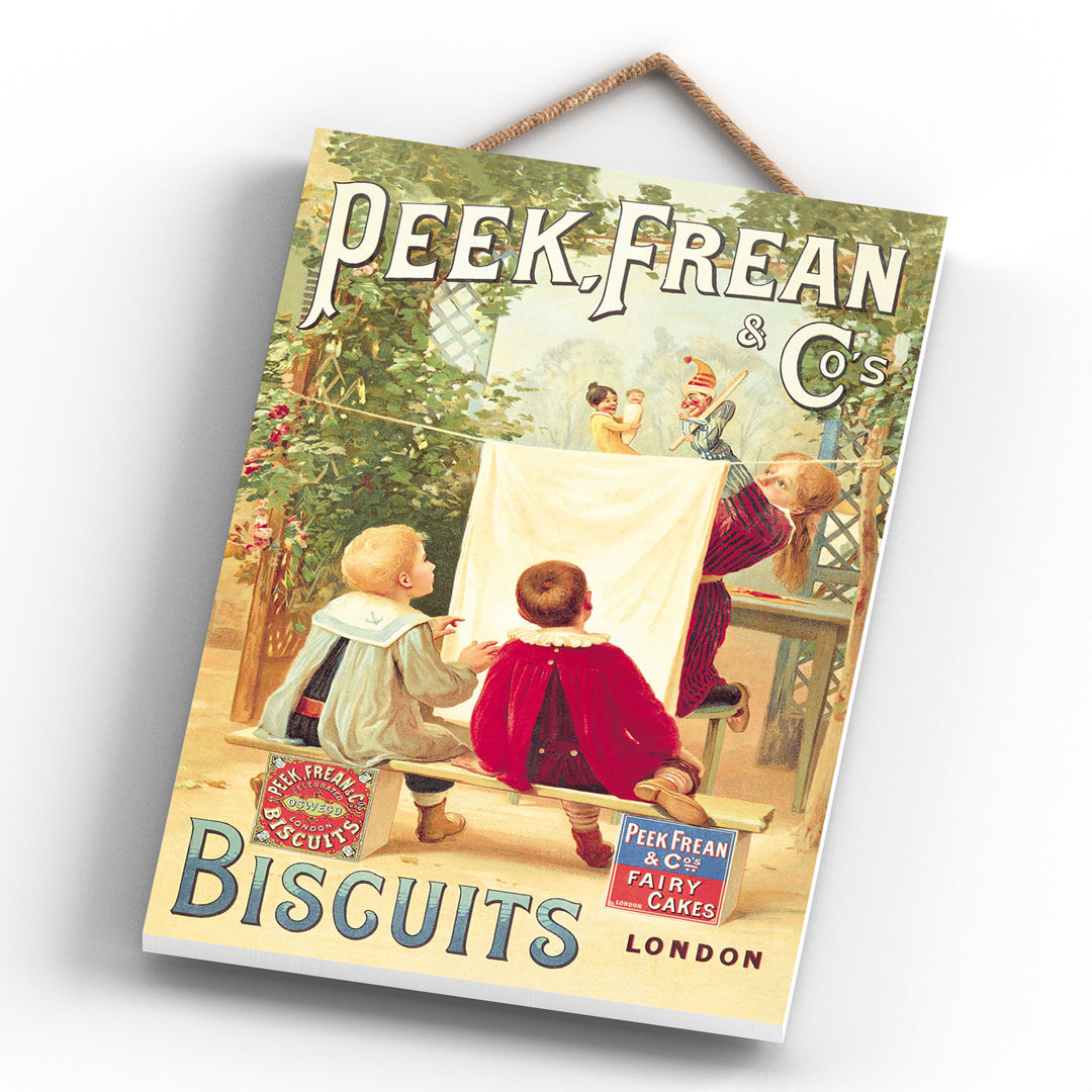 Peek Frean & Co Biscuits Vintage Retro Poster Design On Wooden Plaque