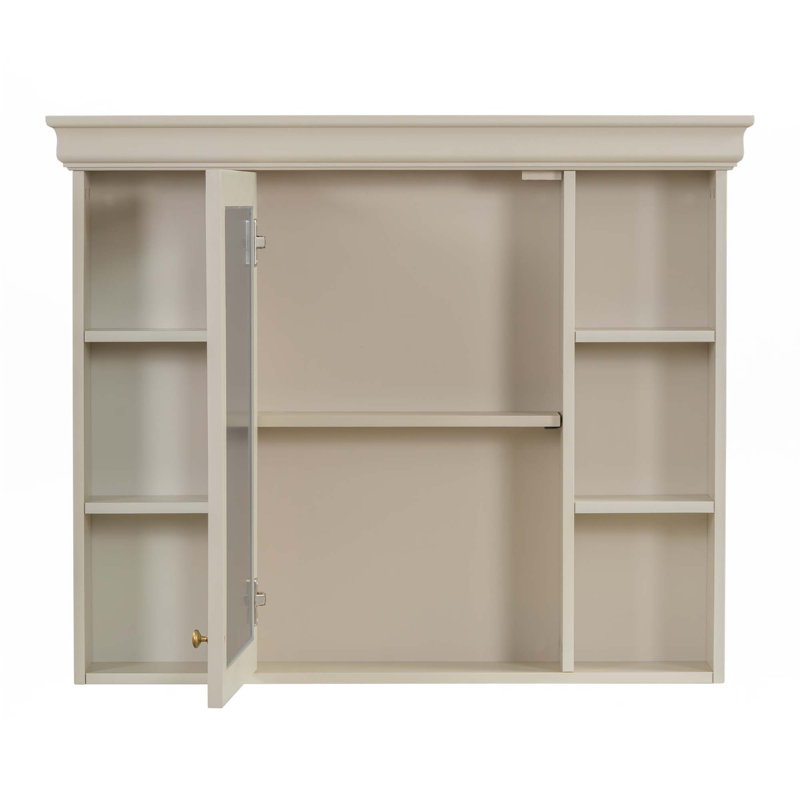 Armoire de rangement murale avec porte miroir, Beige