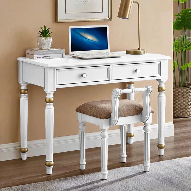Bureau d'écriture avec tiroirs, 29.92"H*31.5"W*19.69"D, Blanc