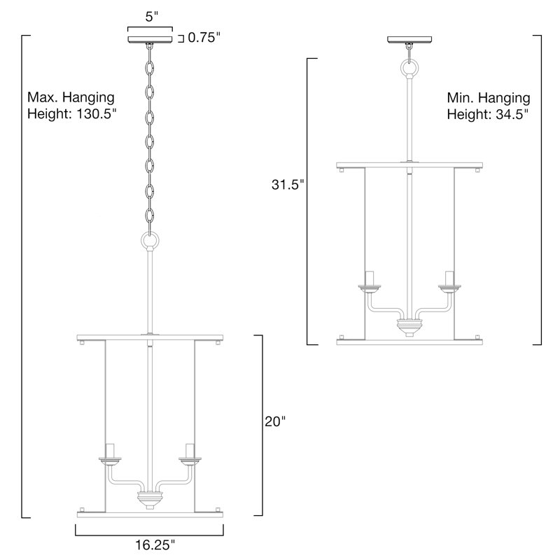 Hallveig 4 - Light Dimmable Lantern Square / Rectangle Chandelier