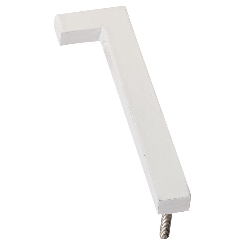 6'' H Metal Floating Mount House Number, White, 1