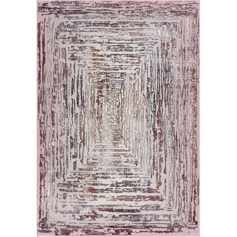 Tapis décoratif rose abstraite Delgado, Rectangle 8 pi x 11 pi