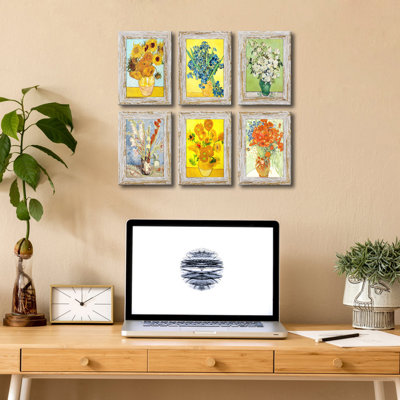 Rustic Distressed Retro Style White Photo Frame 4x6 Picture Frame Set of 6 with Real Glass for Pictures 4x6 Without Mat, Wall Gallery or Tabletop display