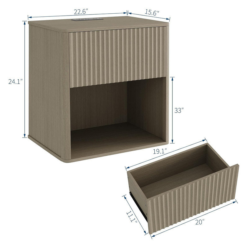 22.6cm W Manufactured Wood Bedside Table