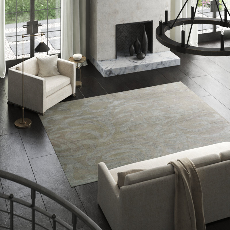 Flourish Floral Area Rug in Gray/Neutral, Rectangle 2' x 3'