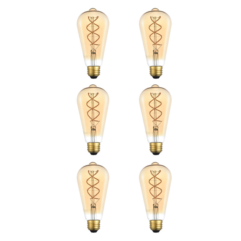 6 watts (40 watts équivalent), ampoule à del st18, ampoule à intensité variable, blanc chaud (2000k) e26/moyen (standard) base