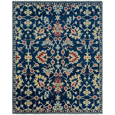 Sovereign Navy Ivory Floral Hand Knotted Wool Area Rug