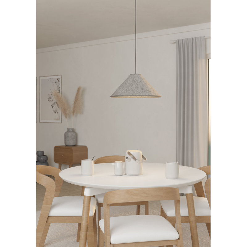 Luminaire suspendu noir 1 lumière Frome 16 pouces avec abat-jour en feutre Frome