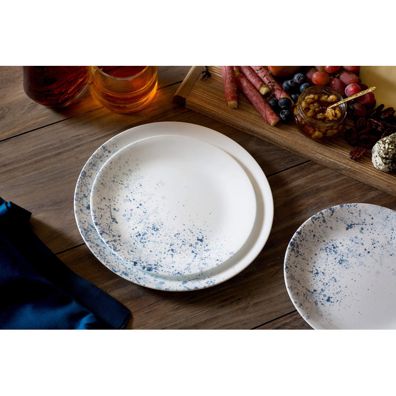 Indigo Speckle Glossy Glass 18-Piece Dinnerware Set