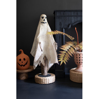  Eco Friendly Jute and Wood Ghost Sculpture – 36" Tall Decor Set of 2