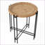 Table basse ronde moderne en bois et métal - 21,5 po x 24 po, peu encombrante pour le salon