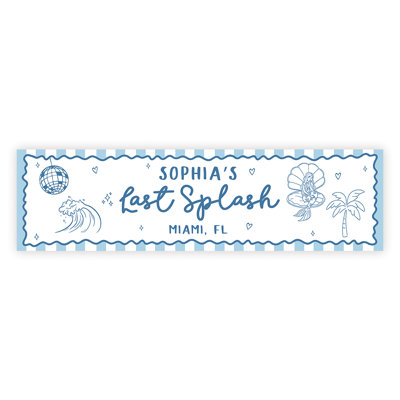 Custom Last Splash Bachelorette Banner, Mermaid Beach Coastal, Striped Blue, Party Backdrop, Personalized Decor