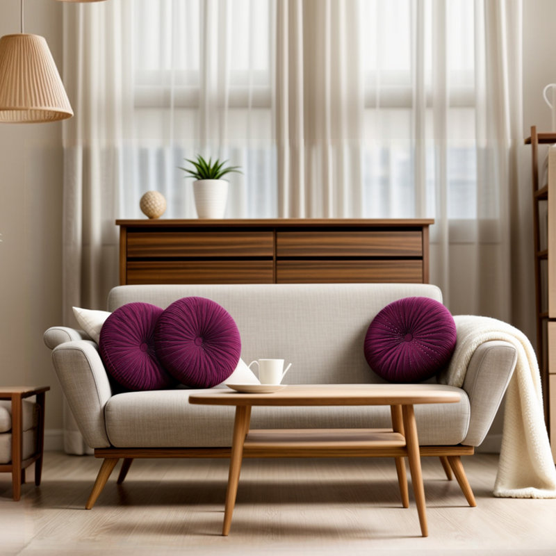 Coussin décoratif en velours 18 po , Bourgogne