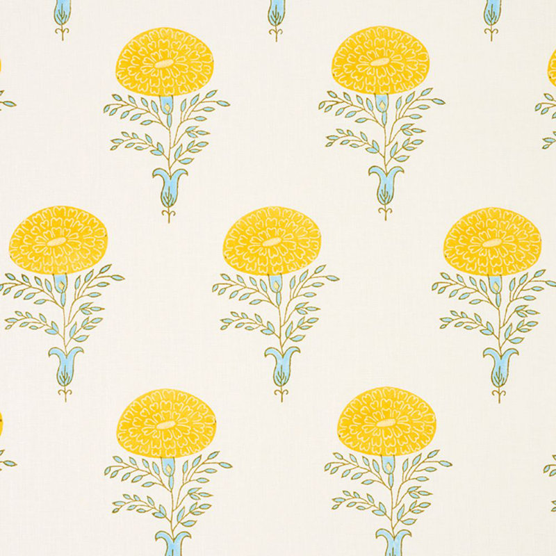Schumacher x Molly Mahon Marigold Fabric, Yellow