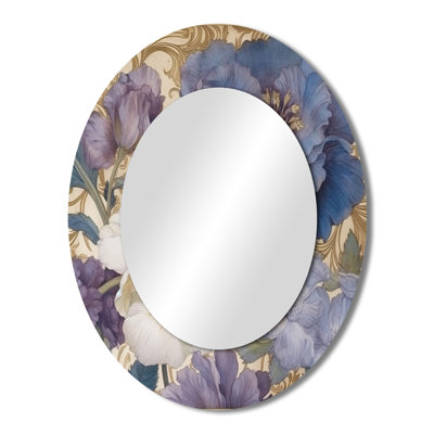 White Hibiscus Blossoming Retro Illustration - Traditional Oval Wall Mirror