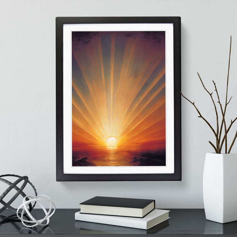 Tranquil Sunset - Single Picture Frame Painting, 64cm H x 46cm W x 2cm D, Black Framed