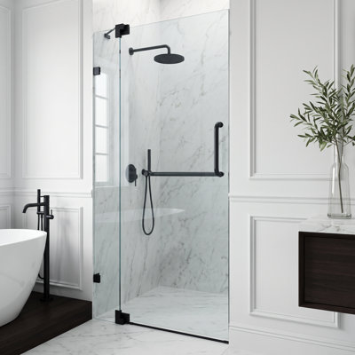 Pirouette 36-42" W x 72" H Pivot Frameless Shower Door with 3/8" Clear Glass