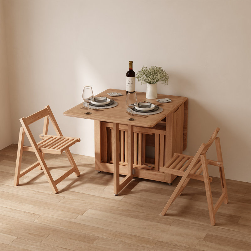 Table de salle à manger pliante en bois massif