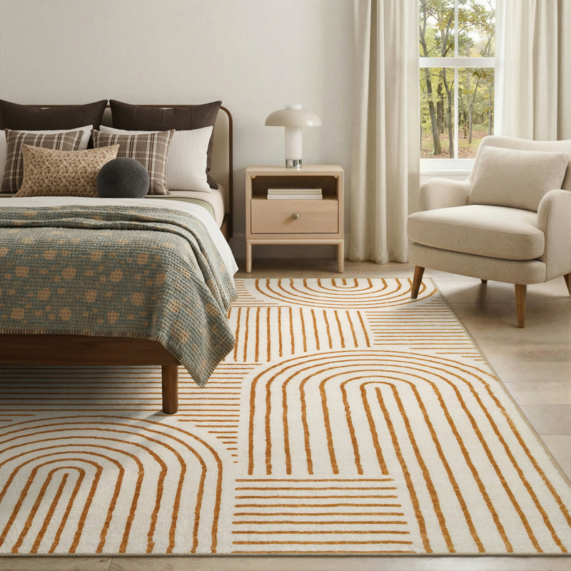 Celeta Abstract Rainbow Striped Area Rug - Colorful Modern Carpet for Living Room, Bedroom, or Office Decor