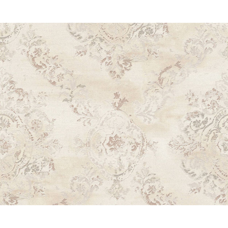 Rouleau de papier peint L 33 pi x l 21 po Dhmendar, Beige crème / or métallique