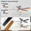 Ventilateurs de plafond de 52 pouces avec lumières, ventilateur de plafond intérieur à profil bas avec 3cct, ventilateur de plafond encastré réversible à moteurs à courant continu, ventilateur de plafond moderne réversible à DEL pour chambre à c-1020651285-1020651287