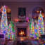 Crayons de Noël pré-éclairés, arbre de Noël artificiel mince 5 pièces avec flocage de neige, arbre de décoration de Noël, 1820 branches, 350 lumières DEL avec 11 modes d'éclairage